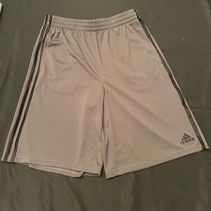 Adidas Teens XL Gray Athletic Shorts with Black Accents, 14” waist 19.4” waist